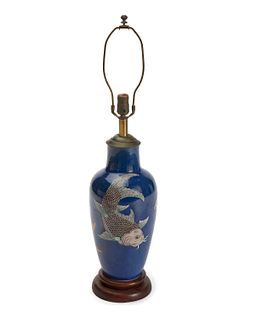 A Chinese porcelain table lamp base