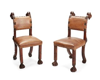 A pair of Continental Baroque-style carved wood side chairs