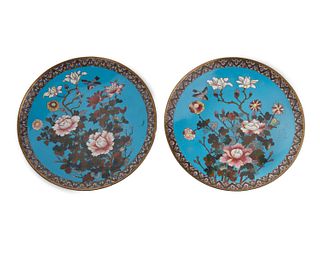 Two Japanese cloisonne chargers