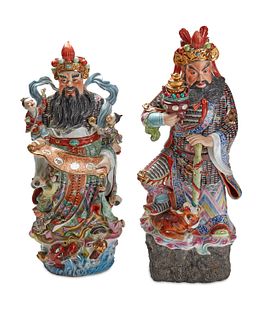 Two large Chinese porcelain warrior figures