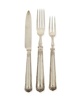 An English sterling silver fruit flatware service