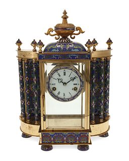 A Chinese cloisonne mantle clock