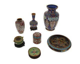 A group of Chinese cloisonne table items