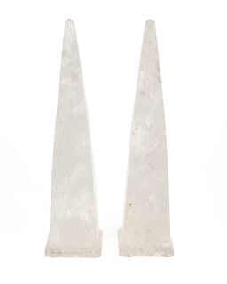 A pair of rock crystal obelisks