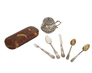 A group of English sterling silver holloware and flatware