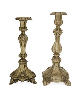 Two Continental silver candlesticks