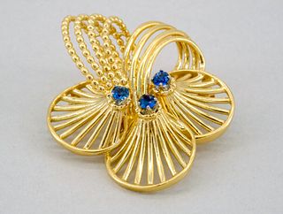 Tiffany & Co 14K Gold Sapphire Brooch