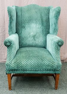 Green Brick Upholstered Wingback Armchair