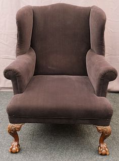 Black Chippendale Style Wingback Armchair