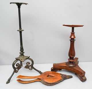 2 Antique Tripod Table Bases along with Bellows
