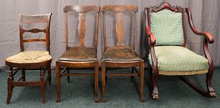 Group of Rocking Chair and 3 Side Chairs