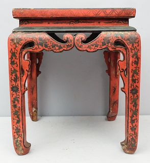 Chinese Lacquered Red & Black Stand