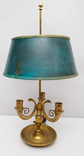 Antique Three Arm Socket Bronze Bouillotte Lamp