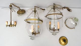 3 Glass Bell Jar Hanging Lamps