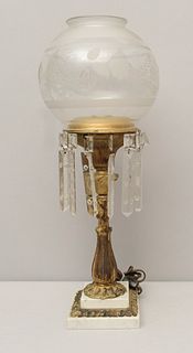White Marble and Bronze Astral Lamp