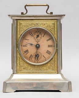 German White Metal & Brass Carriage Clock