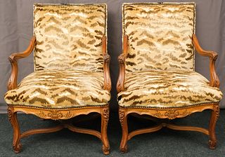 Pair of Carved French Armchairs