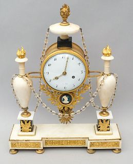 Antique French Marble & Bronze Mounted Clock