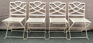 Group of 4 Folding Metal Patio Chairs