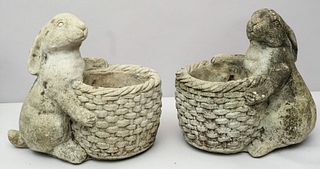 Pair of Rabbit Basket Planters