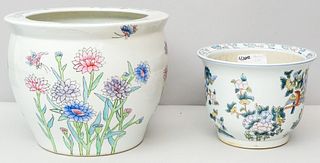 Lot of 2 Porcelain Chinese Decorated Planters