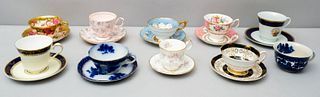 Lot of Finely Decorated Porcelain Cups and Saucers