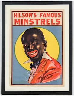 Vintage Hilson's Famous Minstrels Color Lithograph