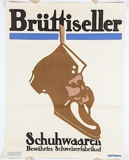 Original Wolfensberger Reimann School Swiss Bruttiseller Shoes Advertising Poster