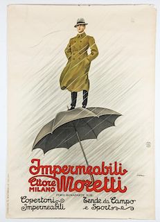 Original Lucien Metivet. Impermeabili Moretti Circa 1930s Poster