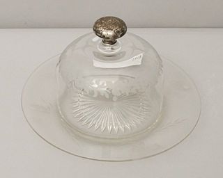 Etched Glass Sterling Top Cheese Dome