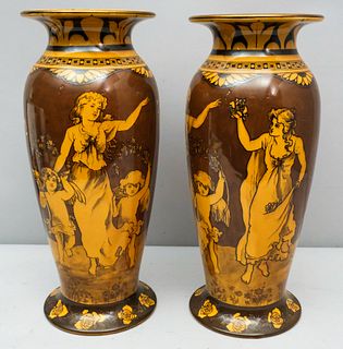 Large Pair of Morrisianware Doulton Vases