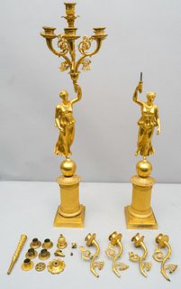 Two Antique Empire Ormolu Figural Candelabras
