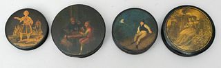 Lot 4 Antique Decorated Lacquer Snuff Boxes