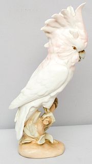 Large Royal Dux Porcelain Cockatiel Figurine