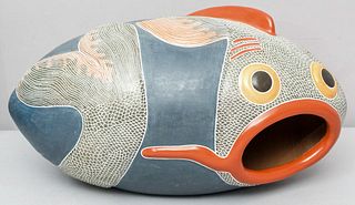 Helio Gutierrez Nicaraguense Pottery "Fish!" Vase
