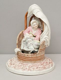 Continental Porcelain Figure of a Washerwoman