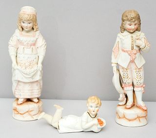 Trio of Antique Bisque Figures