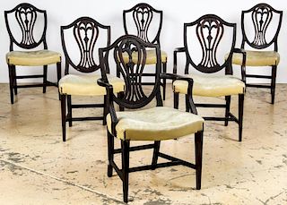 6 Hepplewhite Shield Back Dining Chairs