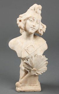 19th C Alabaster Portrait Bust