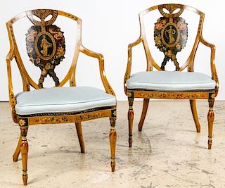 2 Adam Style Paint Decorated Chairs