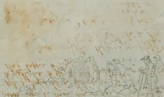 Attr., Benjamin West, 18th Century Letter With Sketch