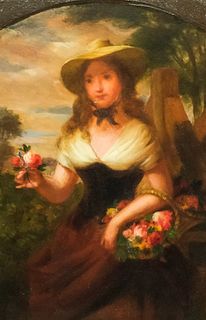 George Henry Hall, Young Woman With Flowers