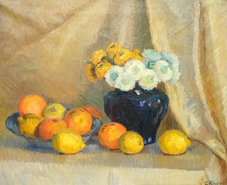 Gertrud Knopp, Still Life with Ranunculus & Citrus