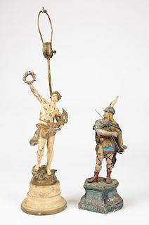 2 Cold Painted Metal Figural Lamps.