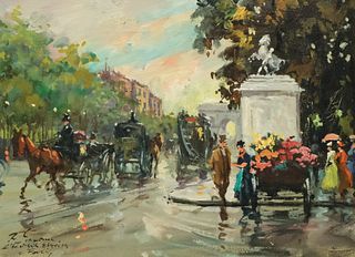 Francois Gerome, "L'Avenue Champs Elysees a Paris"