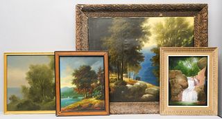 Group of 4 Landscapes Attributed to Thomas Locker