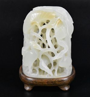 Chinese Jade Reticulated "Egret" Finial, Yuan D.