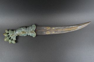 Mughal Dagger w/ Spinach Jade Handle, 19th C.