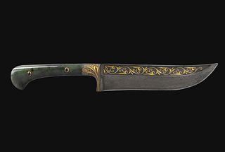 Mughal Dagger w/ Spainach Jade Handle, 19th C.