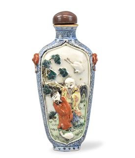 Chinese Famille Rose Snuff Bottle w/Figures,19th C